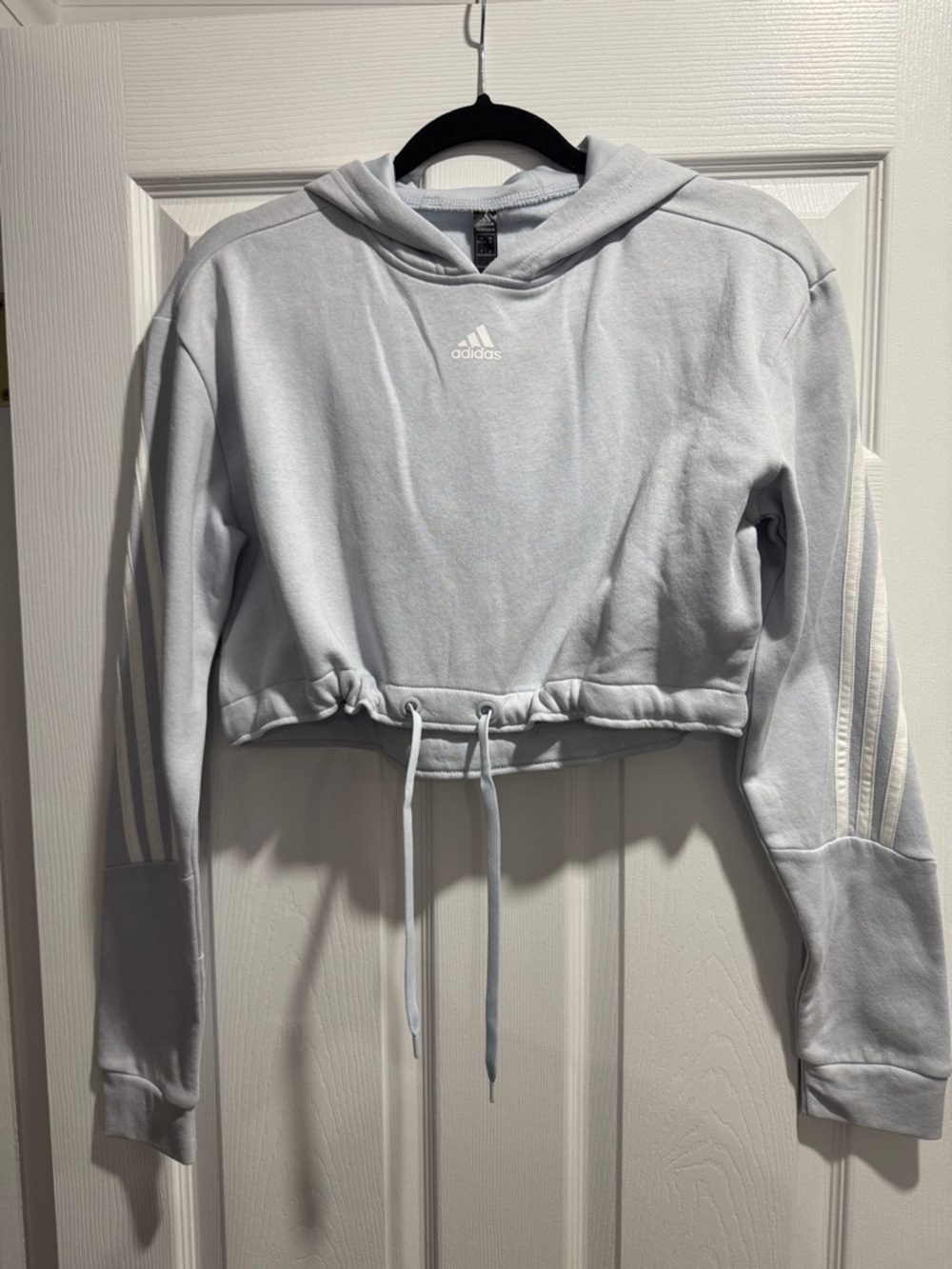 adidas Women's halo blue Cropped Hoodie with Drawstring